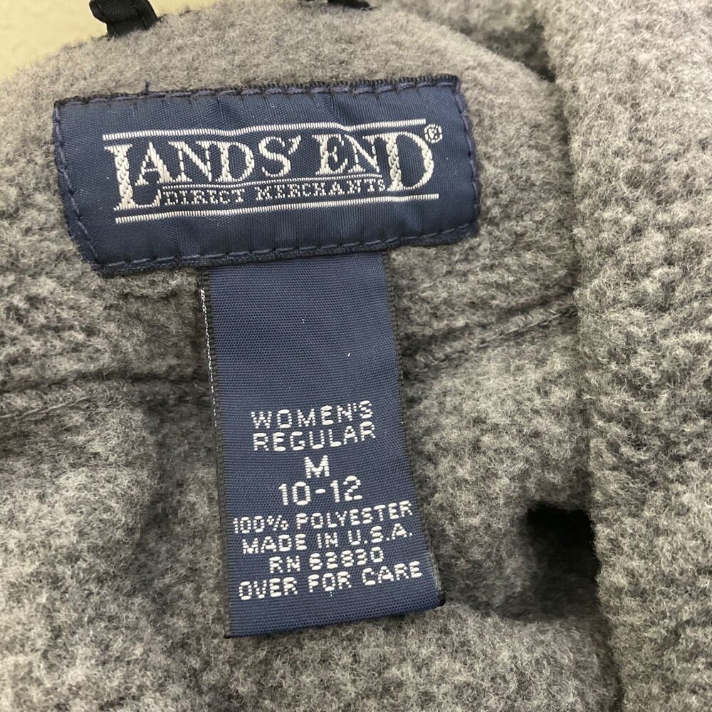Land's End Polartec Fleece 1/4 Zip Jacket Hooded Women's Med Gray - Picture 3 of 10